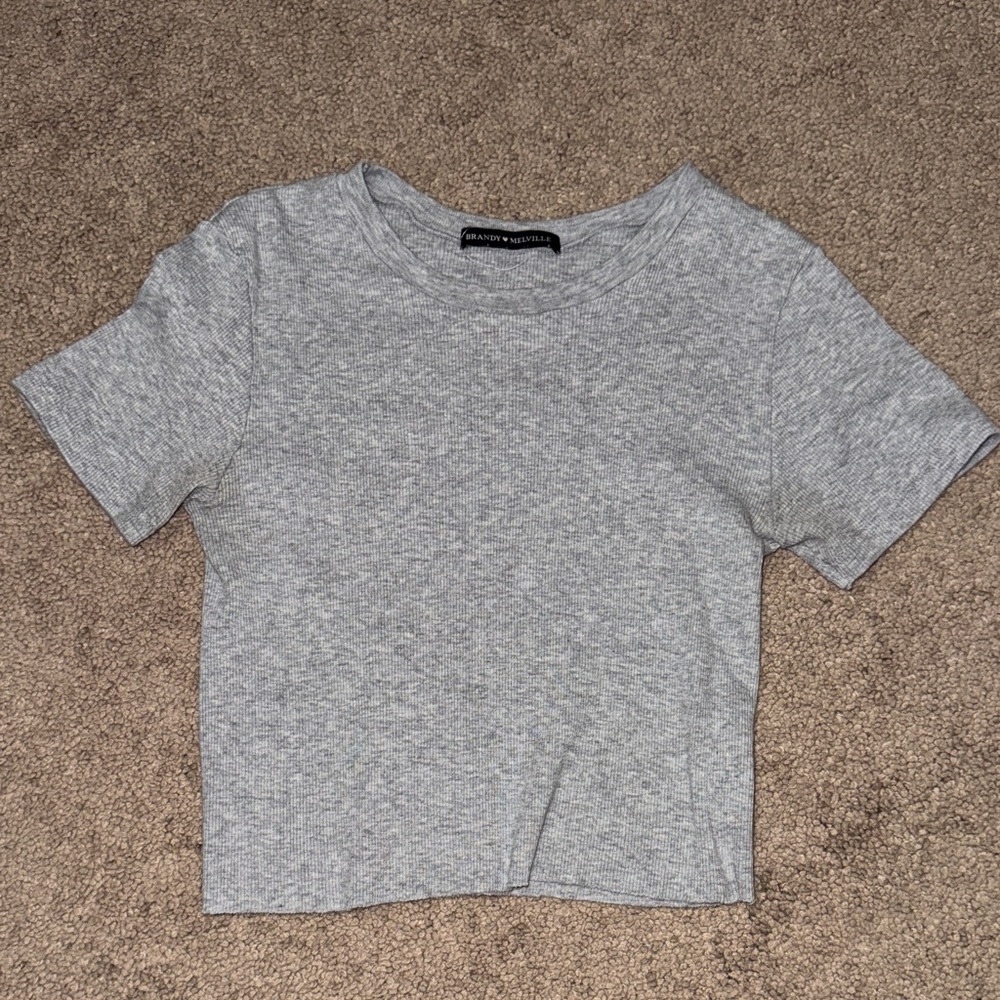 Brandy Melville Light Gray Ribbed Tee